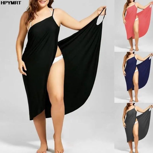 Robe de plage asymétrique grande taille – Élégance & fluidité✨️