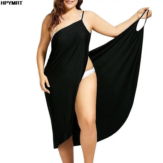 Robe de plage asymétrique grande taille – Élégance & fluidité✨️